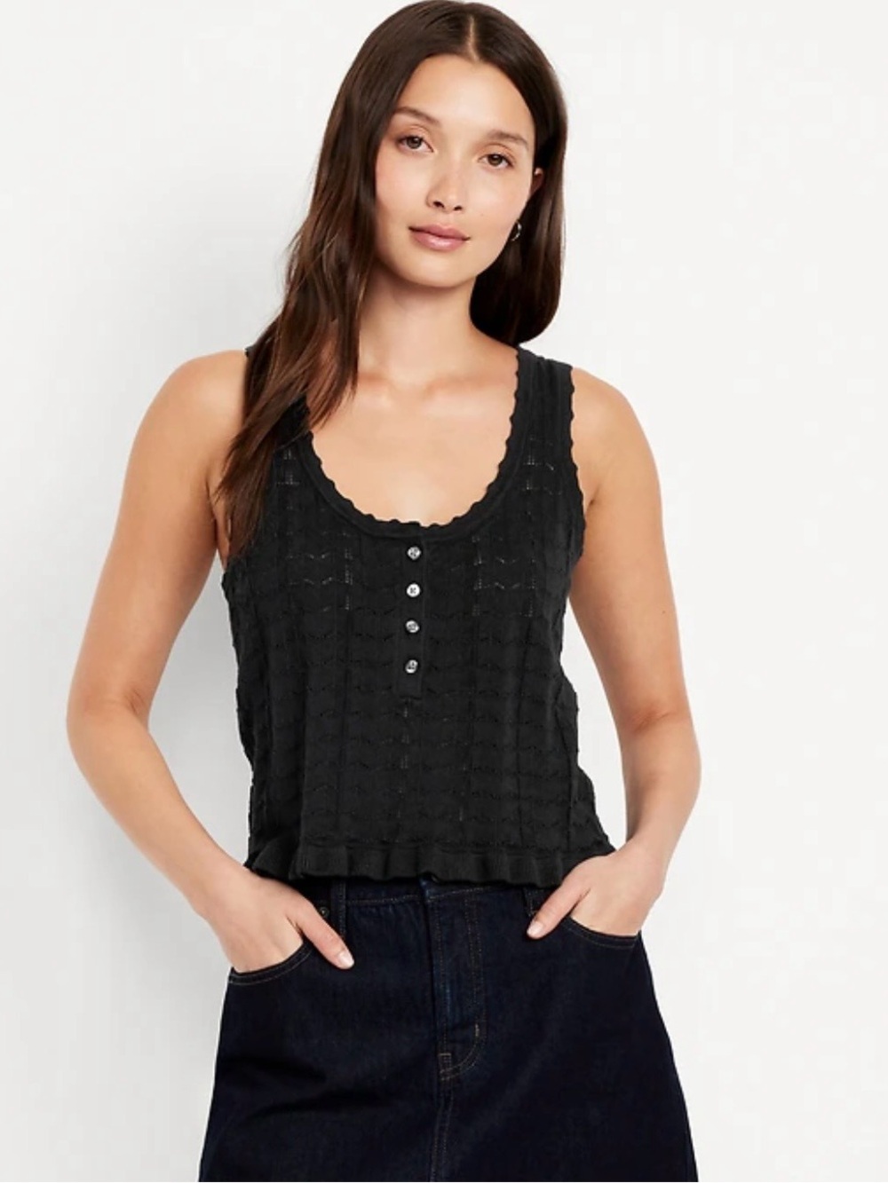 Old Navy Pointelle Cropped Sweater Tank